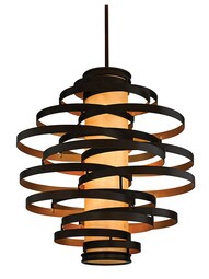 Vertigo 6-Light Pendant in Bronze with Gold Leaf.