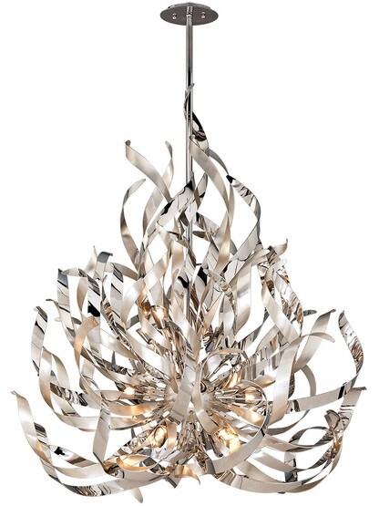 Graffiti 12-Light Pendant in Silver Leaf.