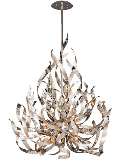 Graffiti 9-Light Pendant in Silver Leaf.