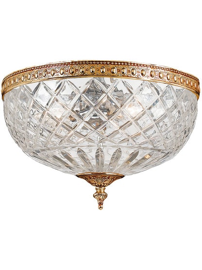 Crystal Shade Flush Mount In Olde Brass