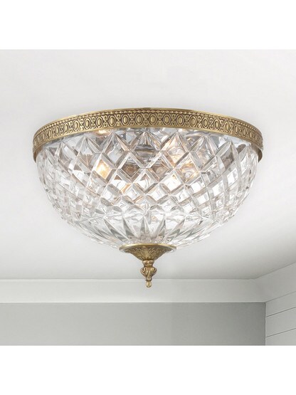 Crystal Shade Flush Mount In Olde Brass