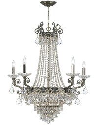 Majestic 5 Arm Crystal Chandelier In Historic Brass Finish
