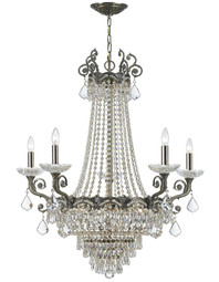 Majestic 5 Arm Crystal Chandelier In Historic Brass Finish.