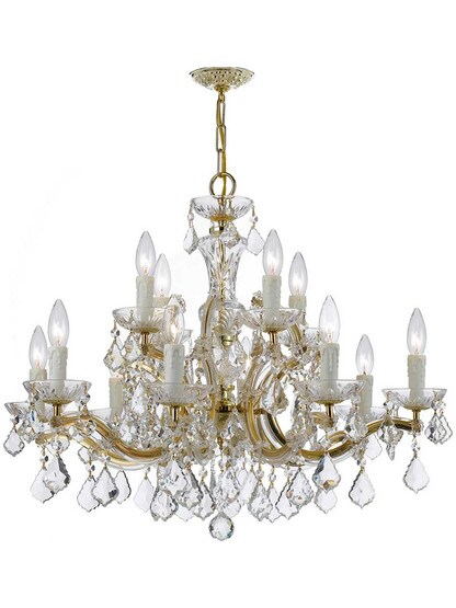 Maria Theresa Crystal 12 Light Chandelier in Gold.