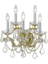 Maria Theresa Crystal 5 Light Wall Mount in Gold.