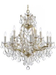 Maria Theresa Clear Crystal 13 Light Chandelier in Gold.