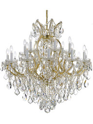Maria Theresa Clear Crystal 19 Light Chandelier in Gold.