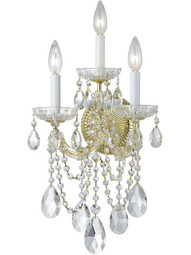 Maria Theresa Clear Crystal 3 Light Wall Mount in Gold.