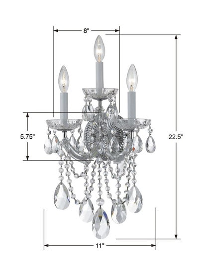 Maria Theresa Clear Crystal 3 Light Wall Mount