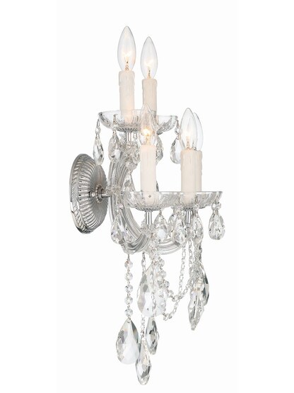 Maria Theresa Clear Crystal 5 Light Wall Mount