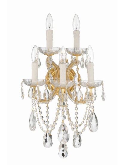 Maria Theresa Clear Crystal 5 Light Wall Mount