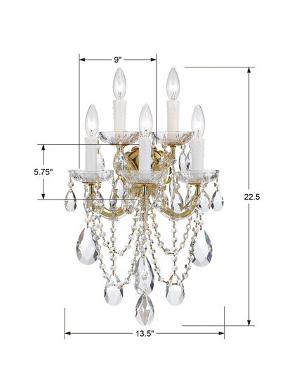 Maria Theresa Clear Crystal 5 Light Wall Mount