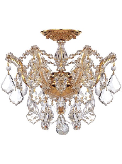 Maria Theresa Small Semi Flush Mount With Clear Crystals In Gold or Chrome Finishes