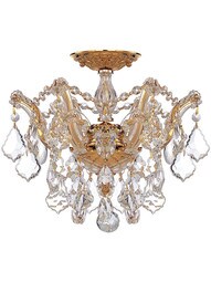 Maria Theresa Small Semi Flush Mount With Clear Crystals In Gold or Chrome Finishes