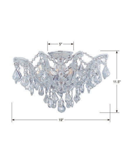 Maria Theresa Semi Flush Mount With Clear Crystals In Gold or Chrome Finishes