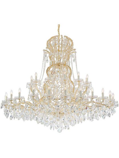 Maria Theresa Clear Crystal 37 Light Chandelier in Gold.
