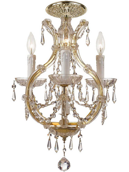 Maria Theresa Clear Crystal 4 Light Semi-Flush Mount in Gold.