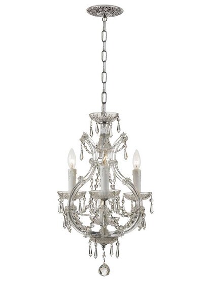 Alternate View of Maria Theresa Clear Crystal 4 Light Mini Teardrop Chandelier.