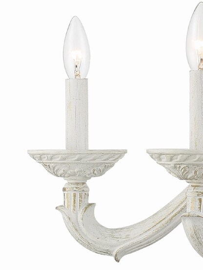 Sutton Wrought Iron Chandelier With Antique White Finish