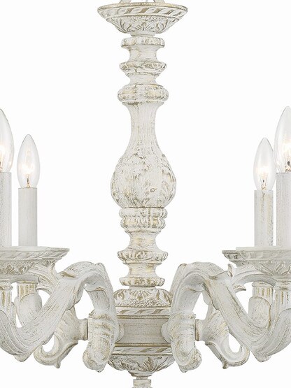 Sutton Wrought Iron Chandelier With Antique White Finish