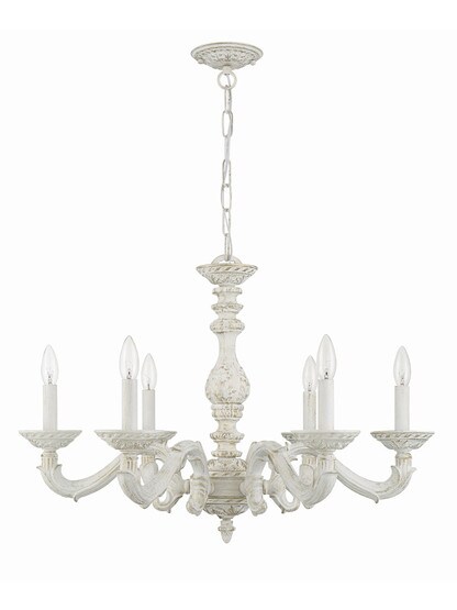 Sutton Wrought Iron Chandelier With Antique White Finish