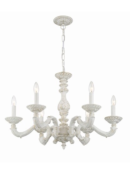 Sutton Wrought Iron Chandelier With Antique White Finish