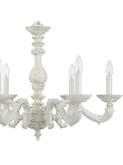 Sutton Wrought Iron Chandelier With Antique White Finish