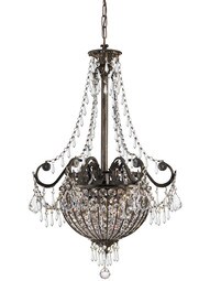 Vanderbilt Iron & Crystal Pendant / Chandelier With English Bronze Finish