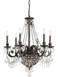 Vanderbilt Iron & Crystal 6 Arm Chandelier With English Bronze Finish