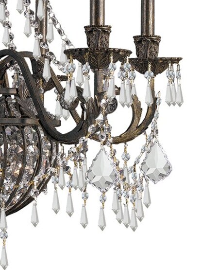Vanderbilt Iron & Crystal 6 Arm Chandelier With English Bronze Finish