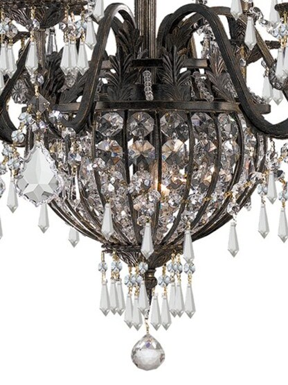 Vanderbilt Iron & Crystal 6 Arm Chandelier With English Bronze Finish