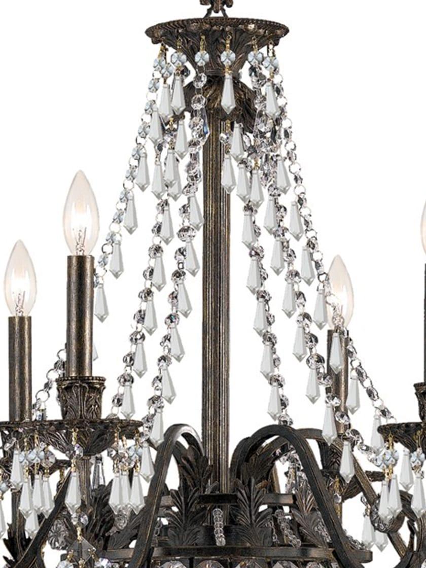 Vanderbilt Iron & Crystal 6 Arm Chandelier With English Bronze