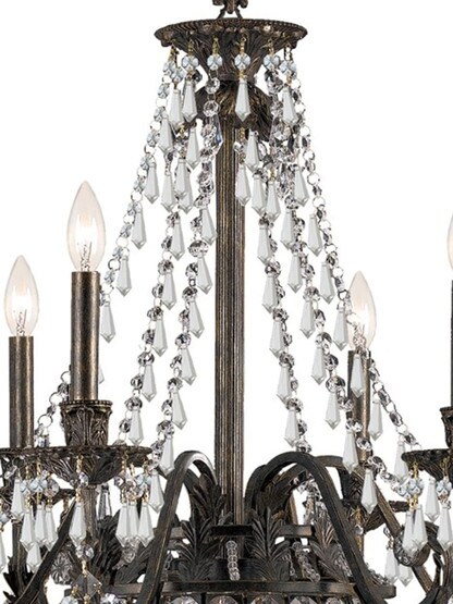 Vanderbilt Iron & Crystal 6 Arm Chandelier With English Bronze Finish