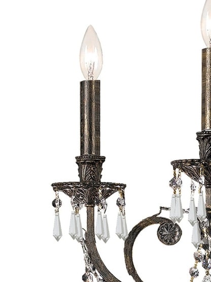 Vanderbilt Iron & Crystal 9 Arm Chandelier With English Bronze Finish