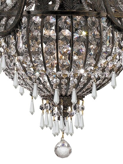 Vanderbilt Iron & Crystal 9 Arm Chandelier With English Bronze Finish