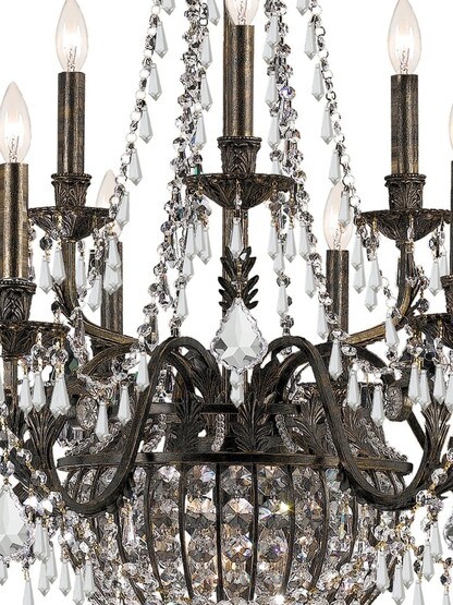 Vanderbilt Iron & Crystal 9 Arm Chandelier With English Bronze Finish
