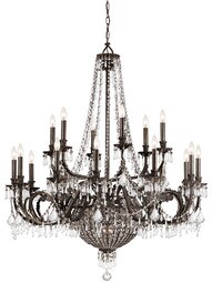 Vanderbilt Iron and Crystal 18 Arm Chandelier With English Bronze Finish