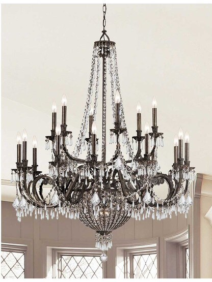 Alternate View of Vanderbilt Iron and Crystal 18 Arm Chandelier With English Bronze Finish