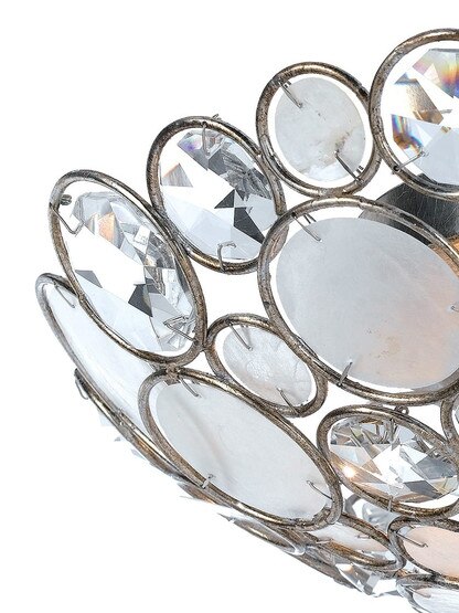 Palla Crystal and Shell Flush Mount In Antique Silver
