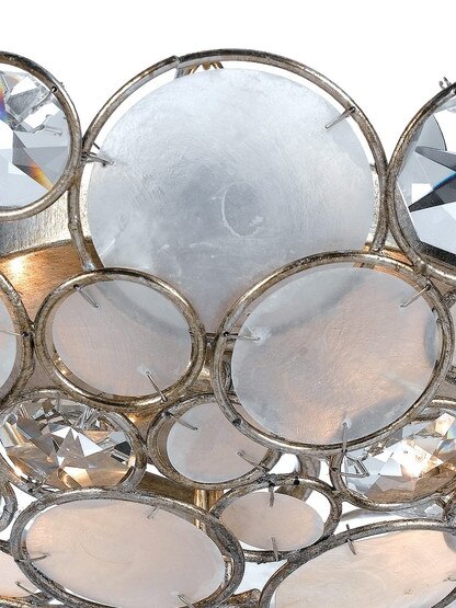 Palla Crystal and Shell Flush Mount In Antique Silver