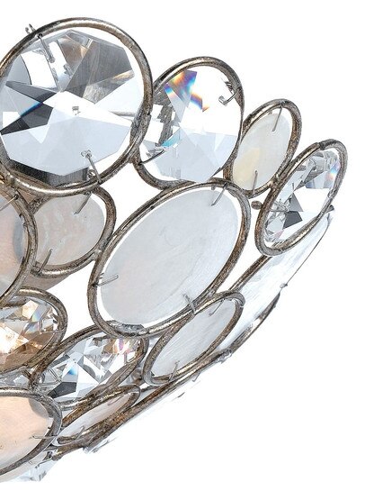 Palla Crystal and Shell Flush Mount In Antique Silver