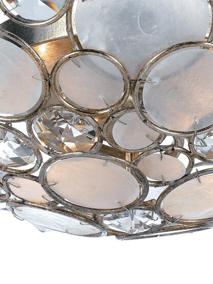 Palla Crystal and Shell Flush Mount In Antique Silver