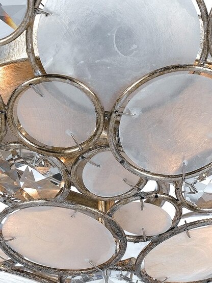 Palla Crystal and Shell Flush Mount In Antique Silver