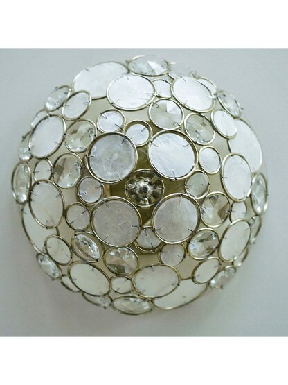 Palla Crystal and Shell Flush Mount In Antique Silver