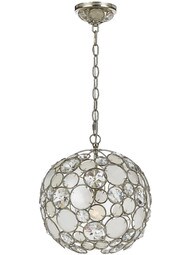 Palla Crystal and Shell Ball Pendant In Antique Silver