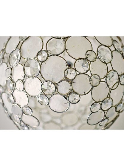 Alternate View of Palla Crystal and Shell Ball Pendant In Antique Silver.