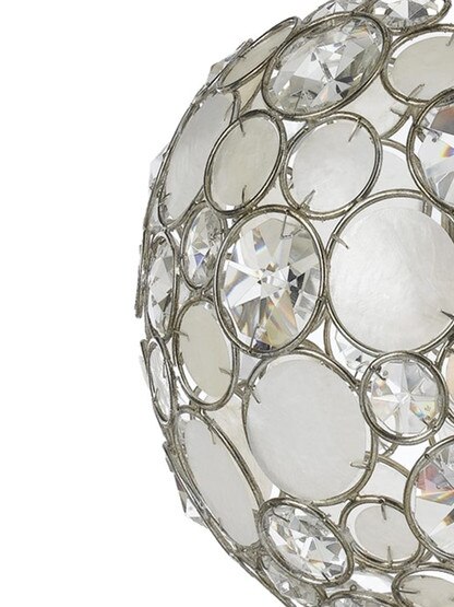 Palla Crystal and Shell Ball Pendant In Antique Silver