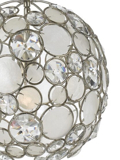 Palla Crystal and Shell Ball Pendant In Antique Silver