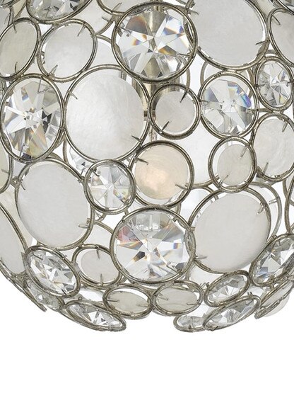 Palla Crystal and Shell Ball Pendant In Antique Silver