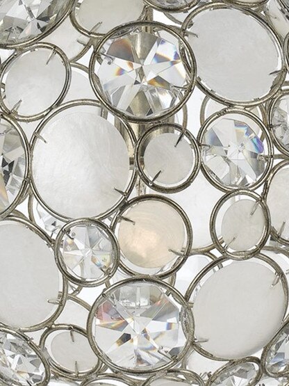 Palla Crystal and Shell Ball Pendant In Antique Silver